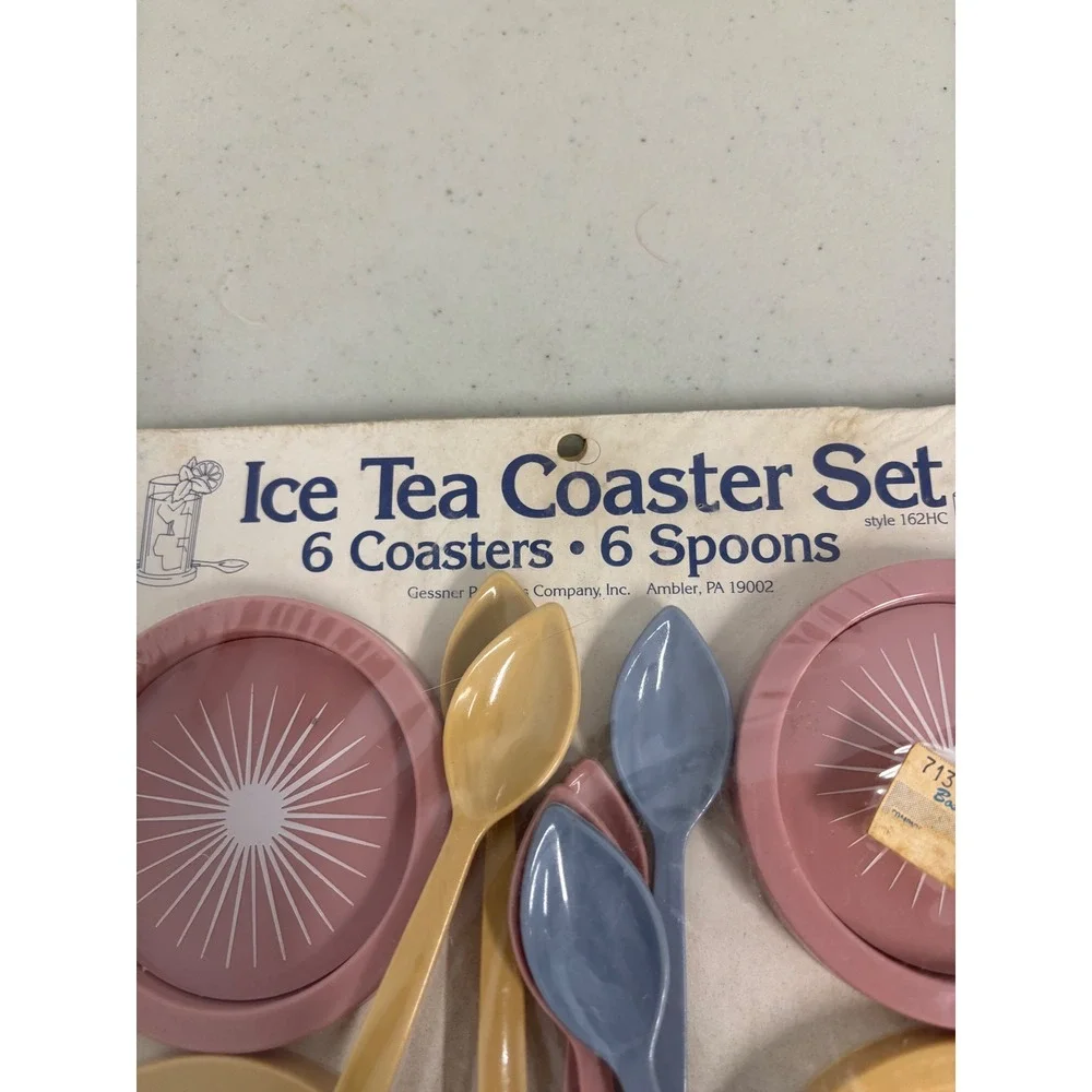 Vintage Gessner‎ Products Ice Tea Coaster Spoon Set 12pc Starburst MCM 162HC New